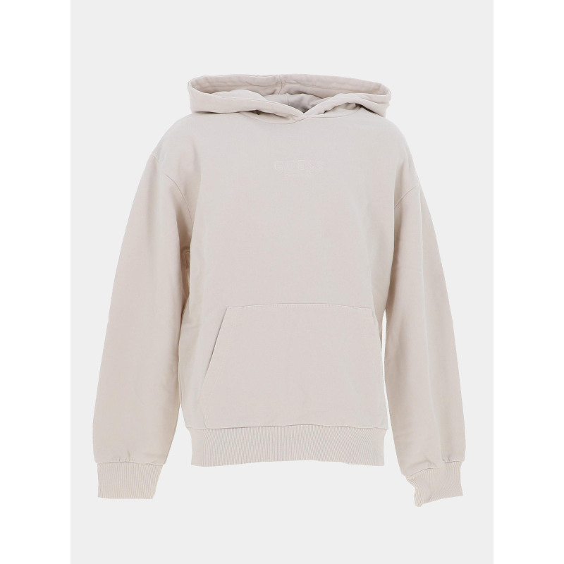 Sweat à capuche oversize active top écru fille - Guess