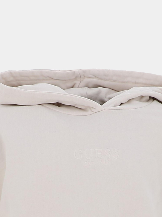 Sweat à capuche oversize active top écru fille - Guess