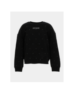 Sweat à col rond logo brillant strass noir fille - Guess