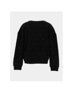 Sweat à col rond logo brillant strass noir fille - Guess