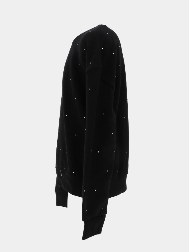Sweat à col rond logo brillant strass noir fille - Guess