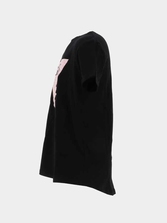 T-shirt manches courtes logo effet pailleté rose noir fille - Guess