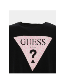 T-shirt manches courtes logo effet pailleté rose noir fille - Guess