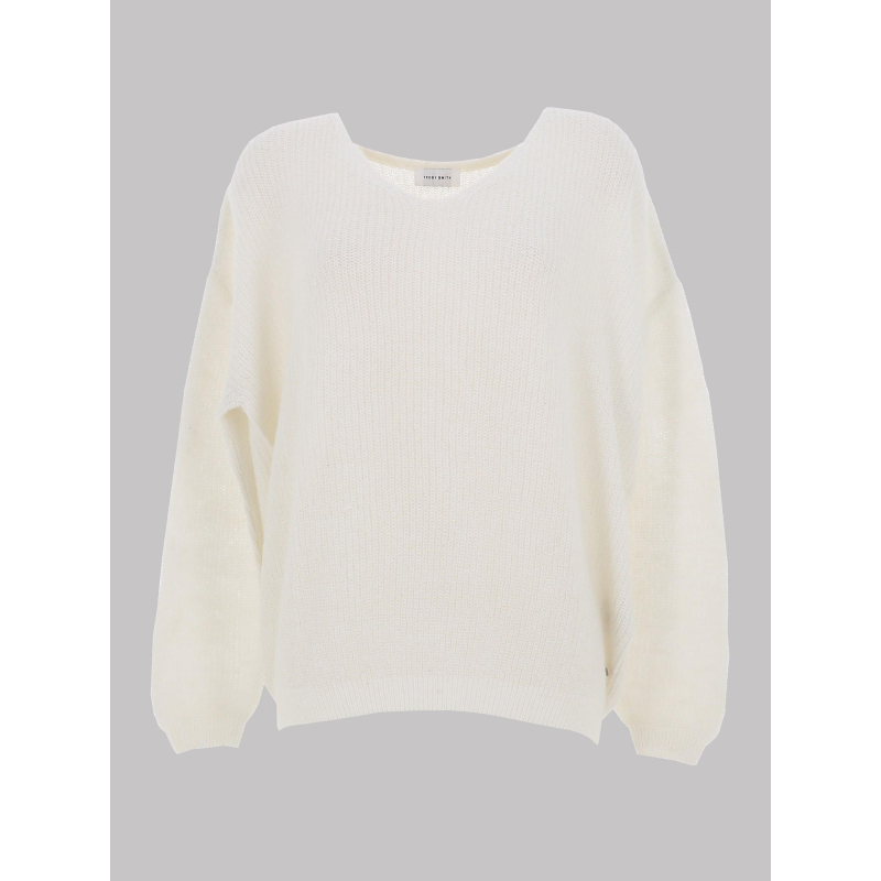 Pull à col en v p-mag blanc femme - Teddy Smith