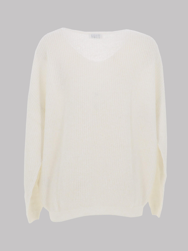 Pull à col en v p-mag blanc femme - Teddy Smith