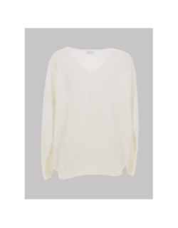 Pull à col en v p-mag blanc femme - Teddy Smith