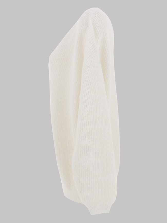 Pull à col en v p-mag blanc femme - Teddy Smith