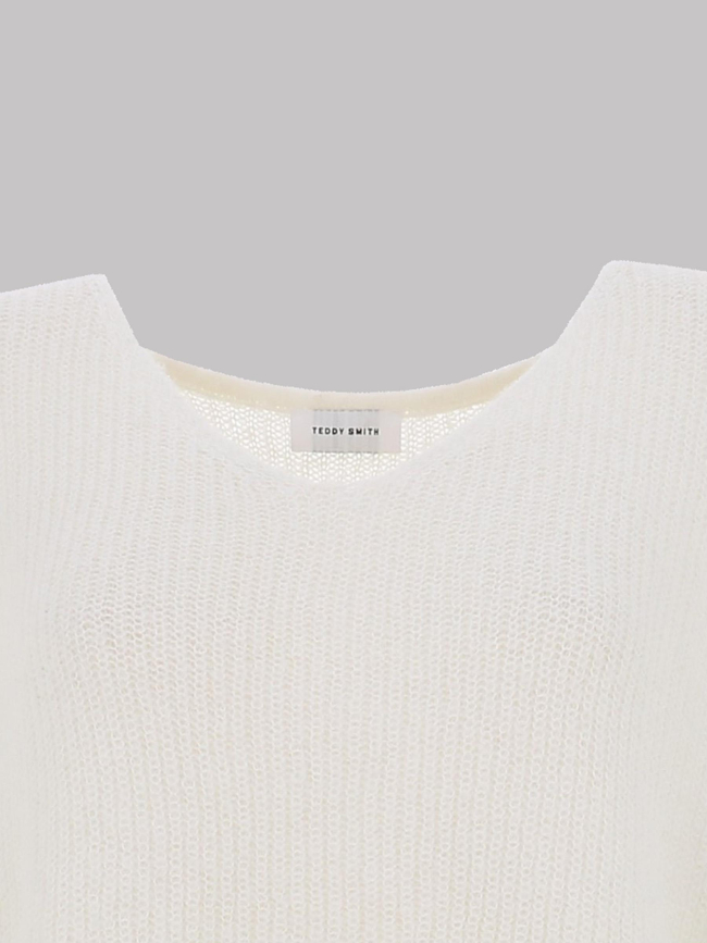 Pull à col en v p-mag blanc femme - Teddy Smith