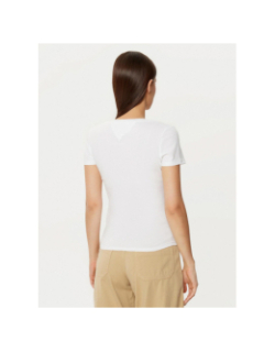 T-shirt slim à manches courtes et col v blanc femme - Tommy Jeans