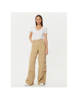 T-shirt slim à manches courtes et col v blanc femme - Tommy Jeans