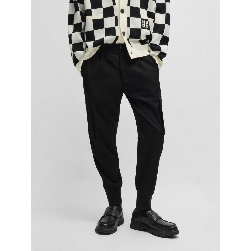 Pantalon slim fit en gabardine stretch noir homme - Hugo