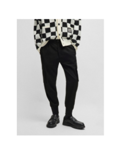Pantalon slim fit en gabardine stretch noir homme - Hugo