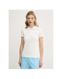 Polo en piqué de coton slim essential blanc femme - Tommy Jeans
