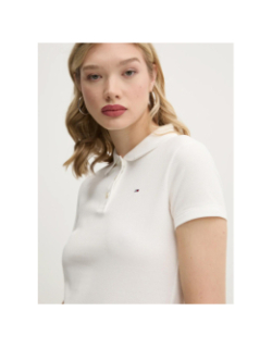 Polo en piqué de coton slim essential blanc femme - Tommy Jeans
