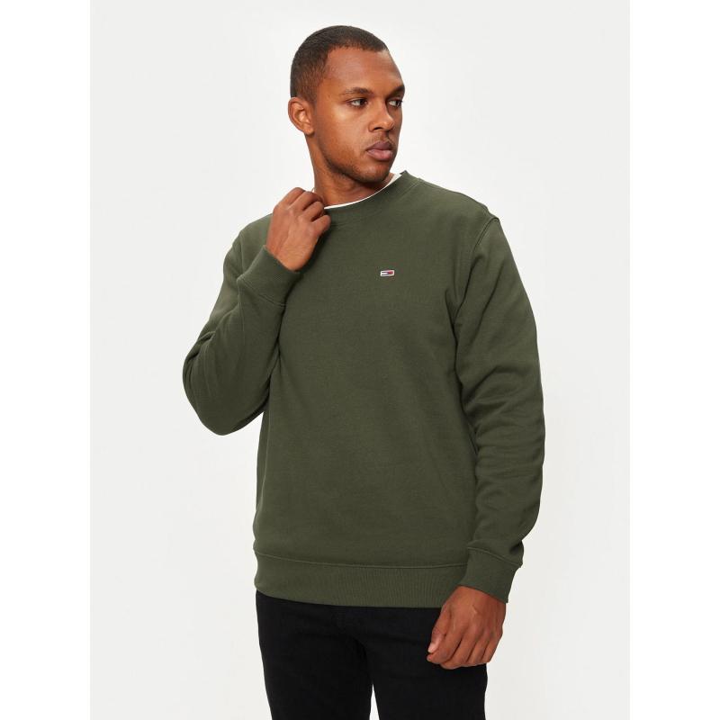 Sweat à col rond regular flag kaki homme - Tommy Jeans