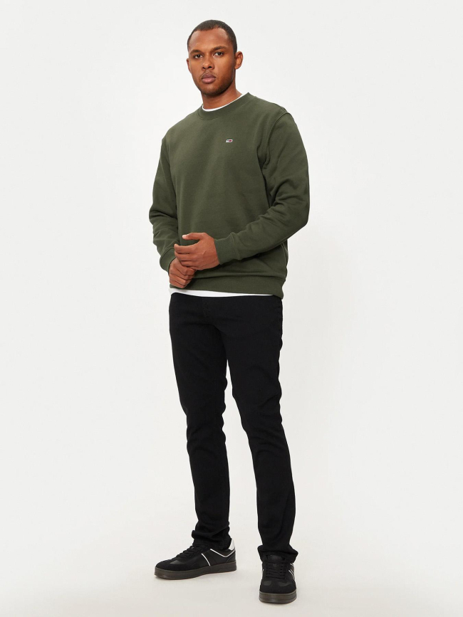 Sweat à col rond regular flag kaki homme - Tommy Jeans