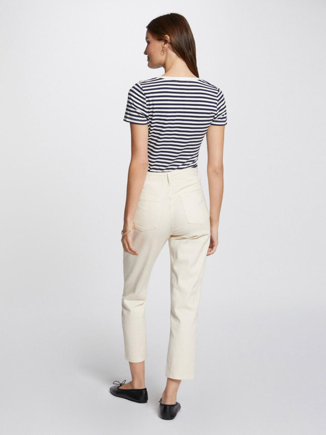 T-shirt col en v à rayures brillantes dina blanc femme - Morgan