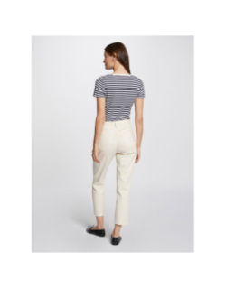 T-shirt col en v à rayures brillantes dina blanc femme - Morgan