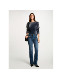 T-shirt à manches longues rayé blanc femme - Morgan