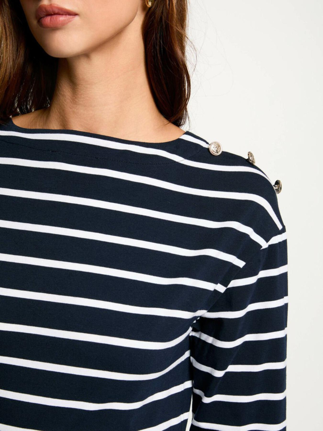 T-shirt à manches longues rayé blanc femme - Morgan