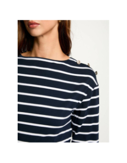 T-shirt à manches longues rayé blanc femme - Morgan