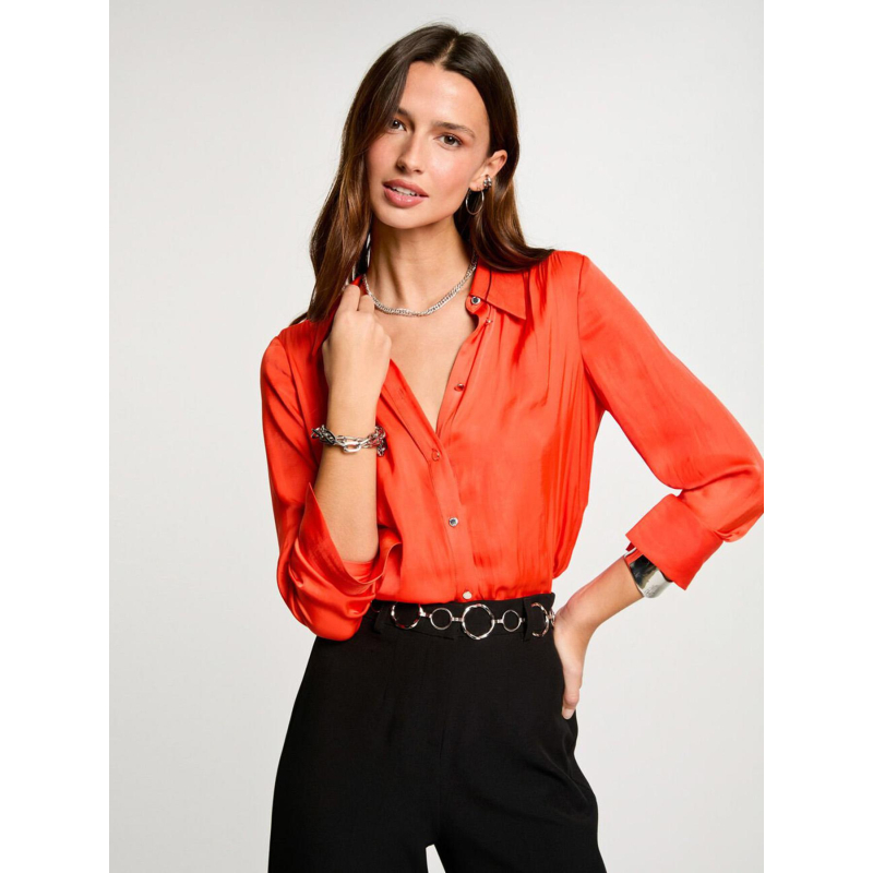 Chemisier fluide clou orange femme - Morgan