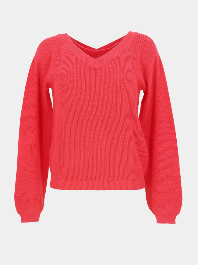 Pull double col v newlexsun rose corail femme - Vero Moda