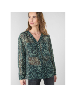 Blouse zostere à motif léopard kaki femme - Le Temps Des Cerises