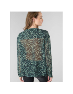 Blouse zostere à motif léopard kaki femme - Le Temps Des Cerises