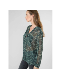 Blouse zostere à motif léopard kaki femme - Le Temps Des Cerises