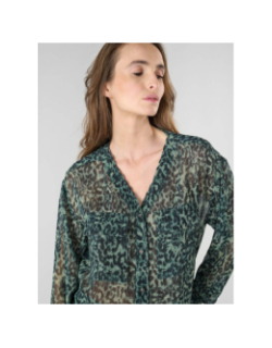 Blouse zostere à motif léopard kaki femme - Le Temps Des Cerises