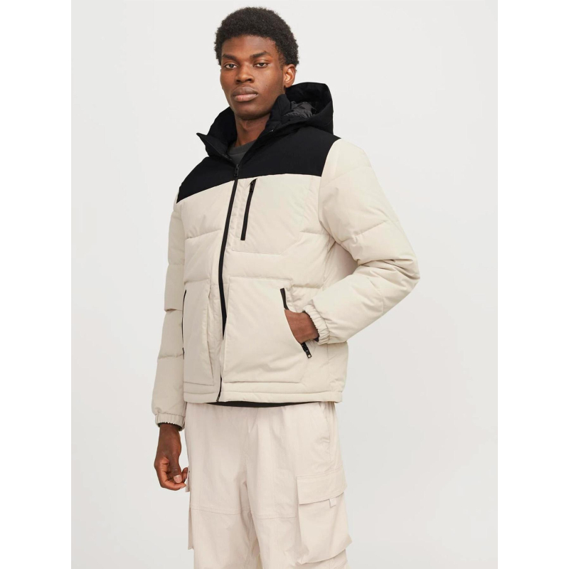 Doudoune eotto beige noir homme - Jack & Jones