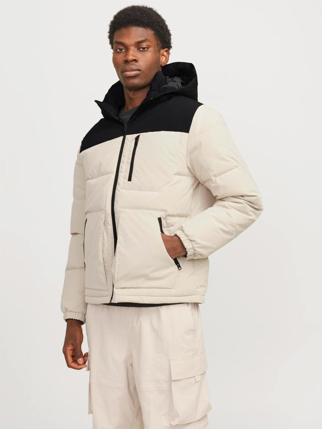 Doudoune eotto beige noir homme - Jack & Jones