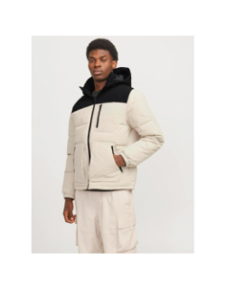 Doudoune eotto beige noir homme - Jack & Jones