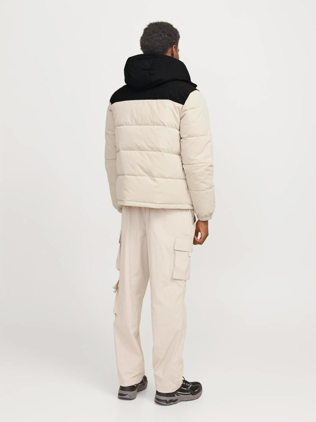 Doudoune eotto beige noir homme - Jack & Jones