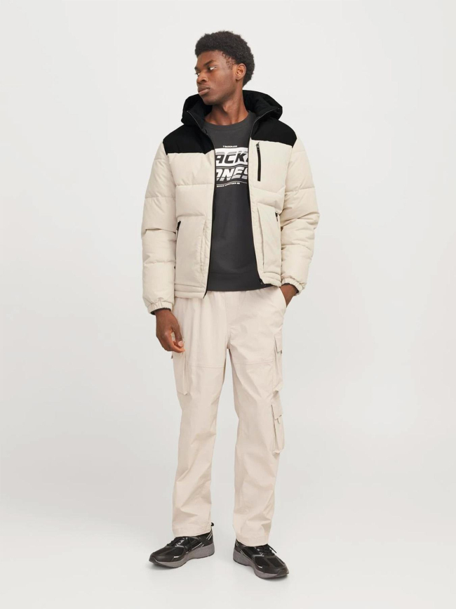 Doudoune eotto beige noir homme - Jack & Jones