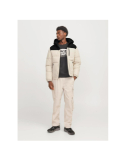 Doudoune eotto beige noir homme - Jack & Jones