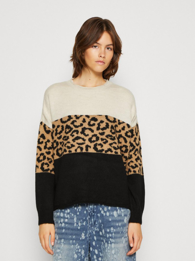 Pull motif animal jade marron noir femme - Only