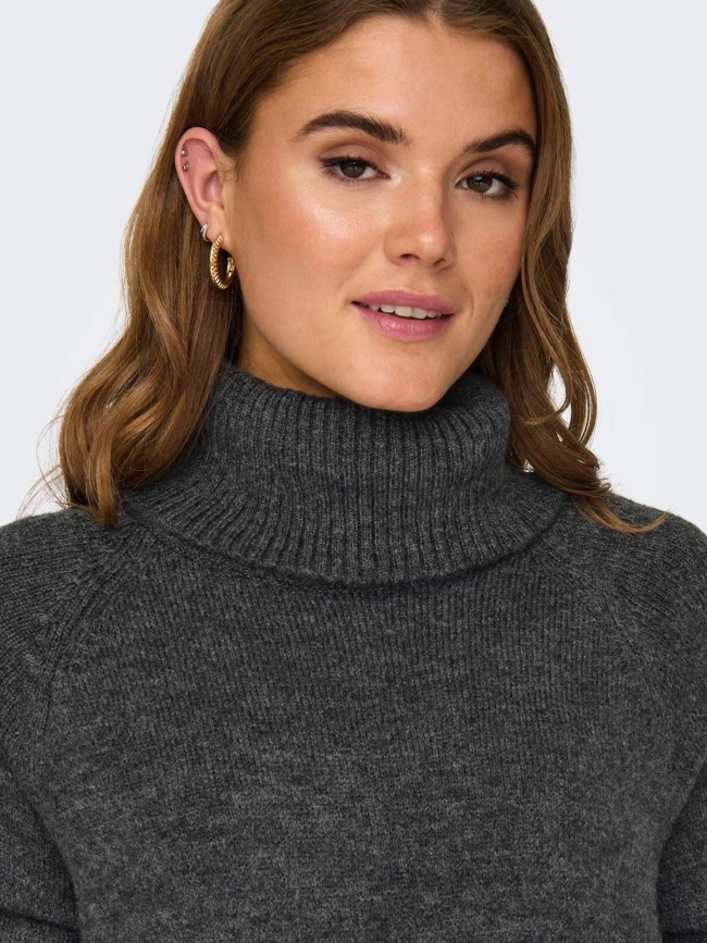 Robe pull col roulé brandie gris anthracite femme - Only