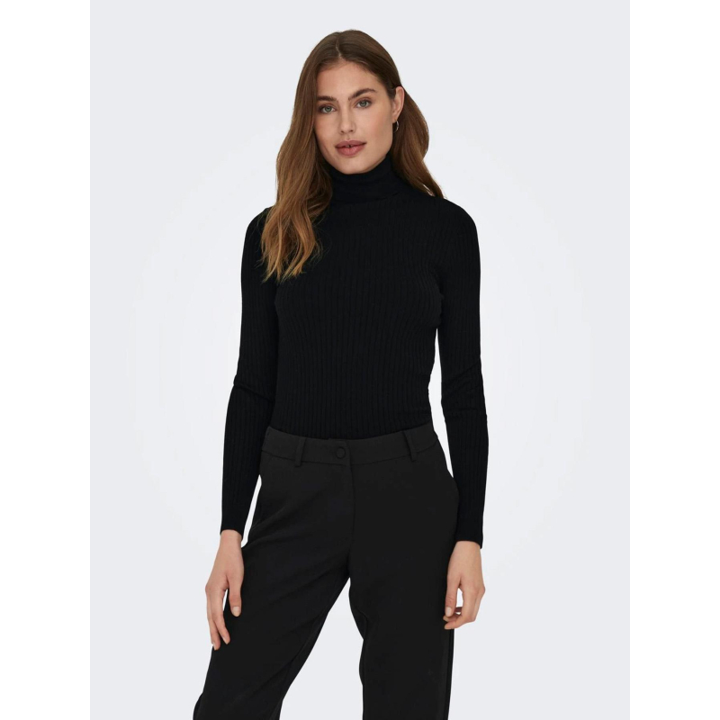Pull col roulé côtelé karol noir femme - Only