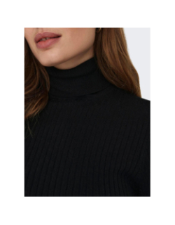 Pull col roulé côtelé karol noir femme - Only