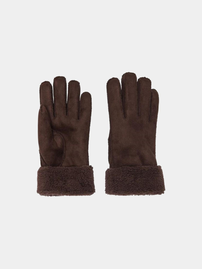 Gants fourrés sherpa nicki camel marron femme - Only