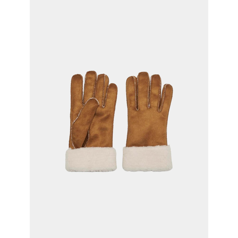 Gants fourrés sherpa nicki camel marron femme - Only