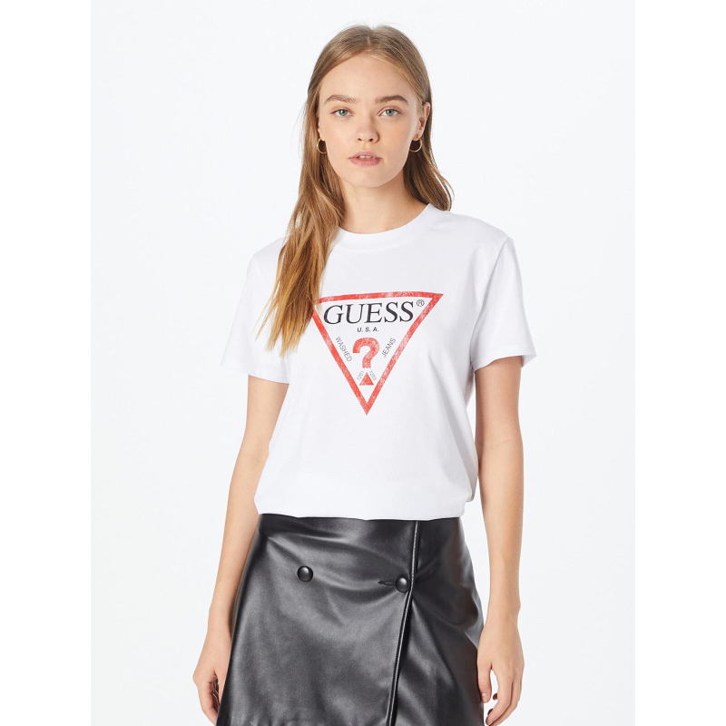 T-shirt core logo blanc rouge garçon - Guess