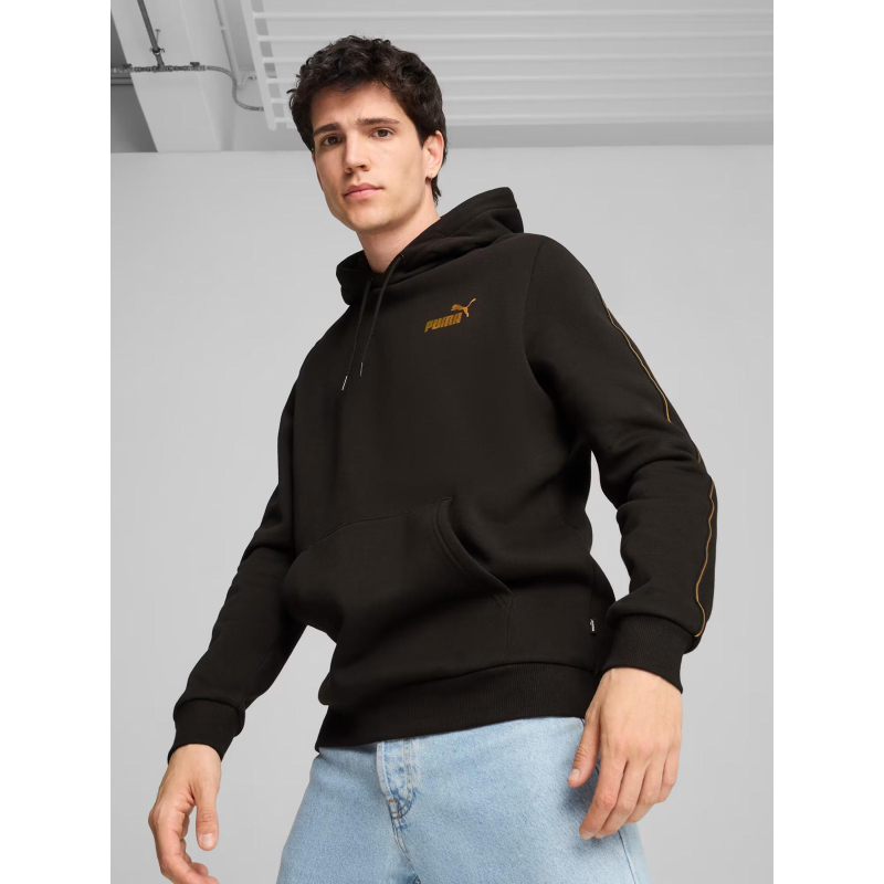 Sweat à capuche essential logo doré noir homme - Puma
