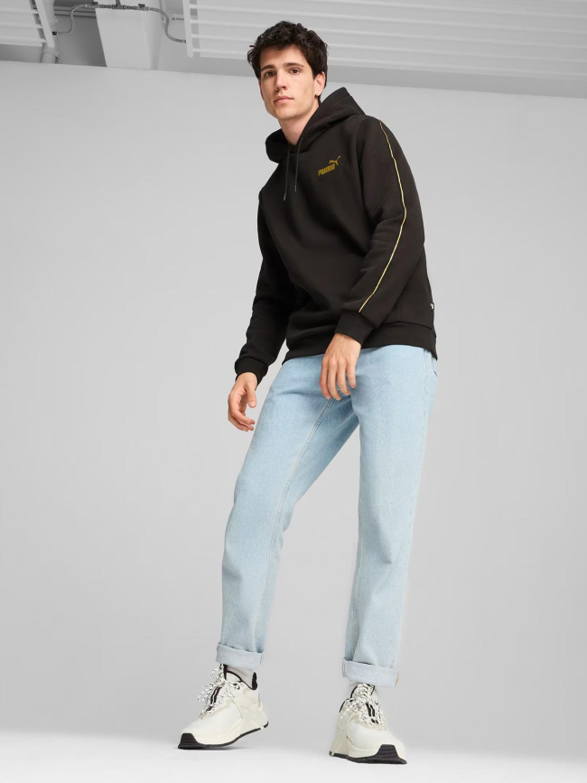 Sweat à capuche essential logo doré noir homme - Puma