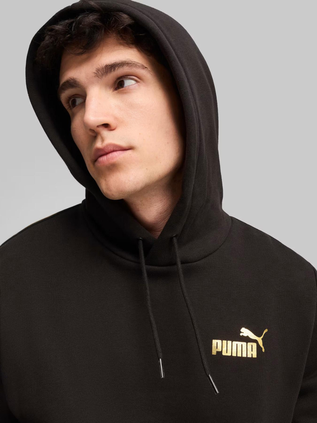 Sweat à capuche essential logo doré noir homme - Puma