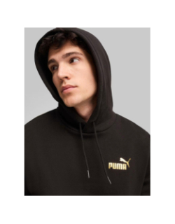 Sweat à capuche essential logo doré noir homme - Puma