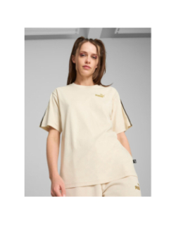 T-shirt à manches courtes essential logo doré beige femme - Puma