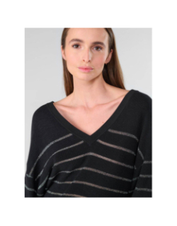 Pull à rayures brillantes more noir femme - Le Temps Des Cerises